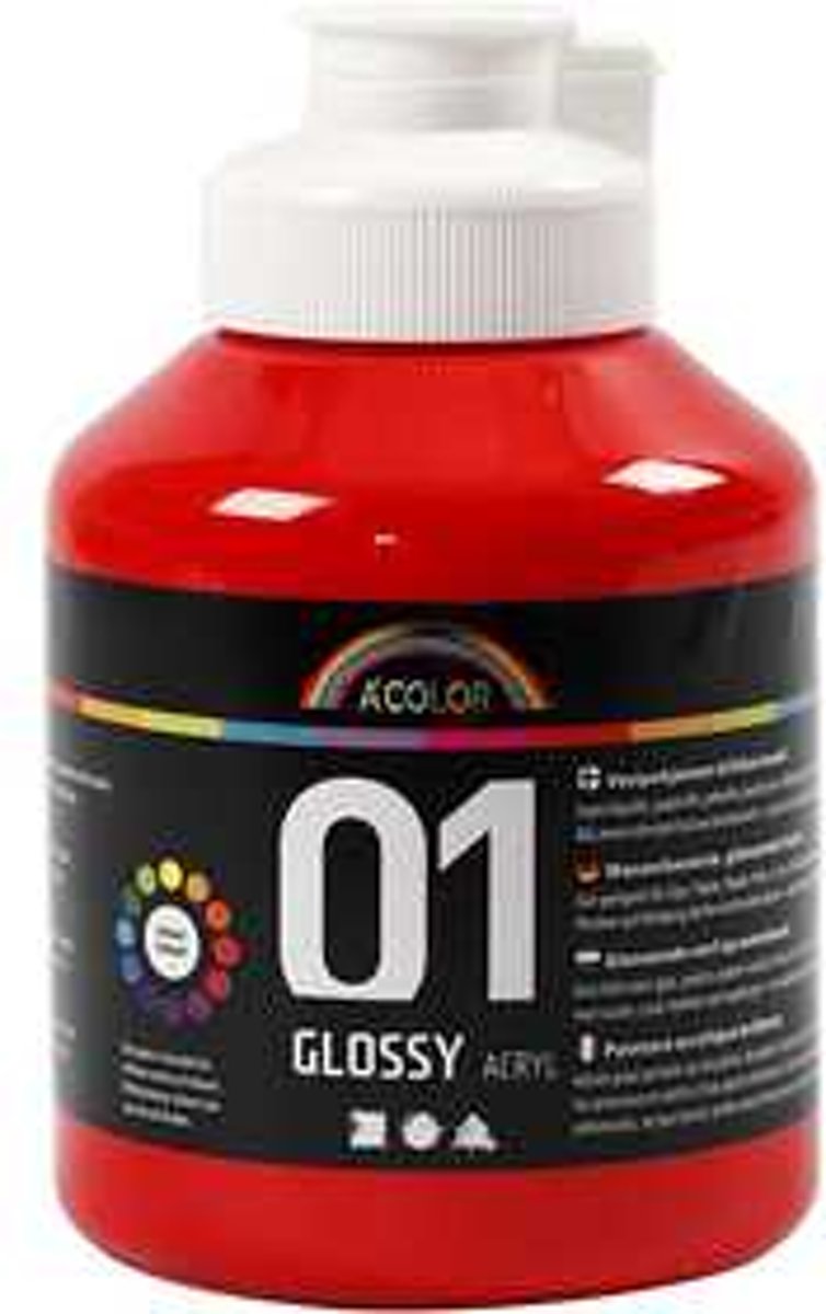 A-Color acrylverf, rood, 01 - glossy, 500ml [HOB-32016]